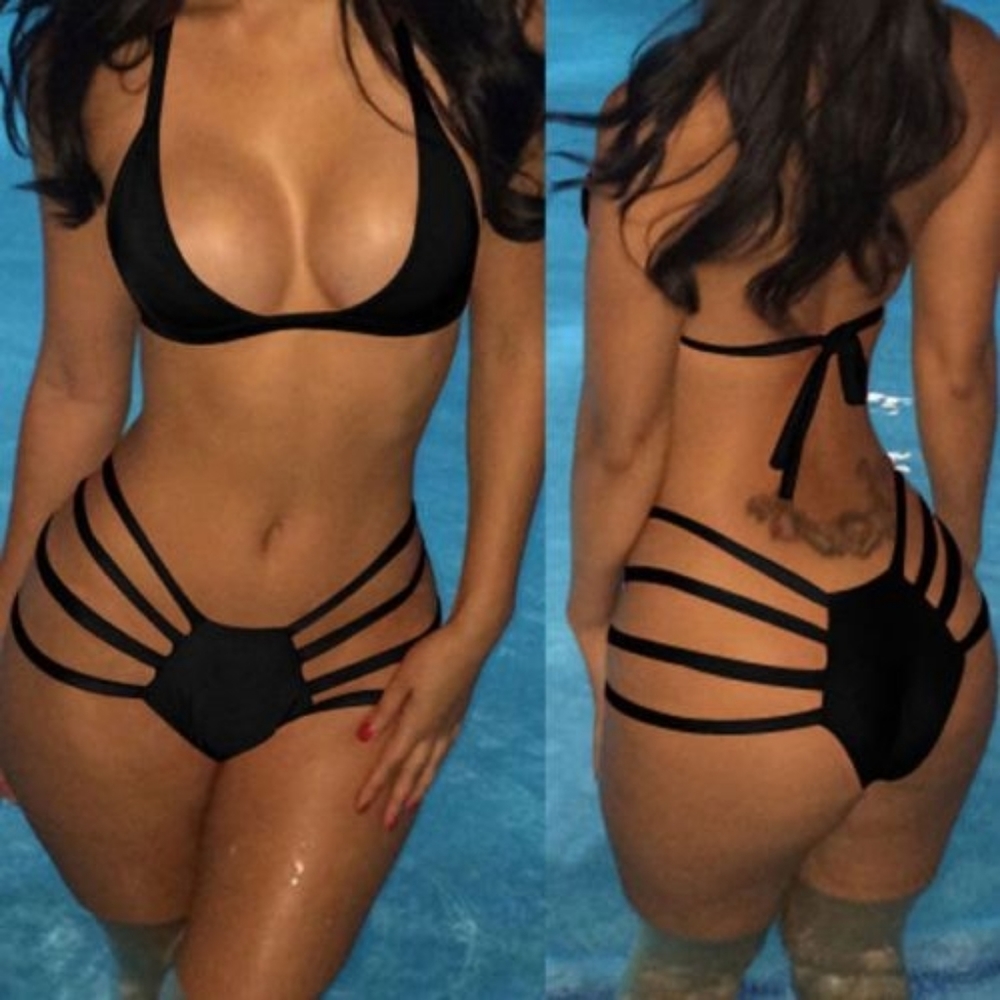 Cut Out Bikini Women Strappy Bathing Suit red
